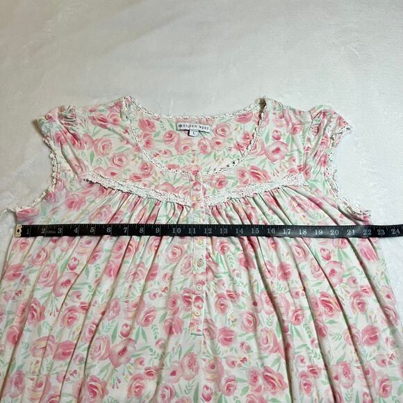 Eileen West Floral Cap Sleeve Modal Spandex Jersey Nightgown Size Large Boho - Picture 7 of 9